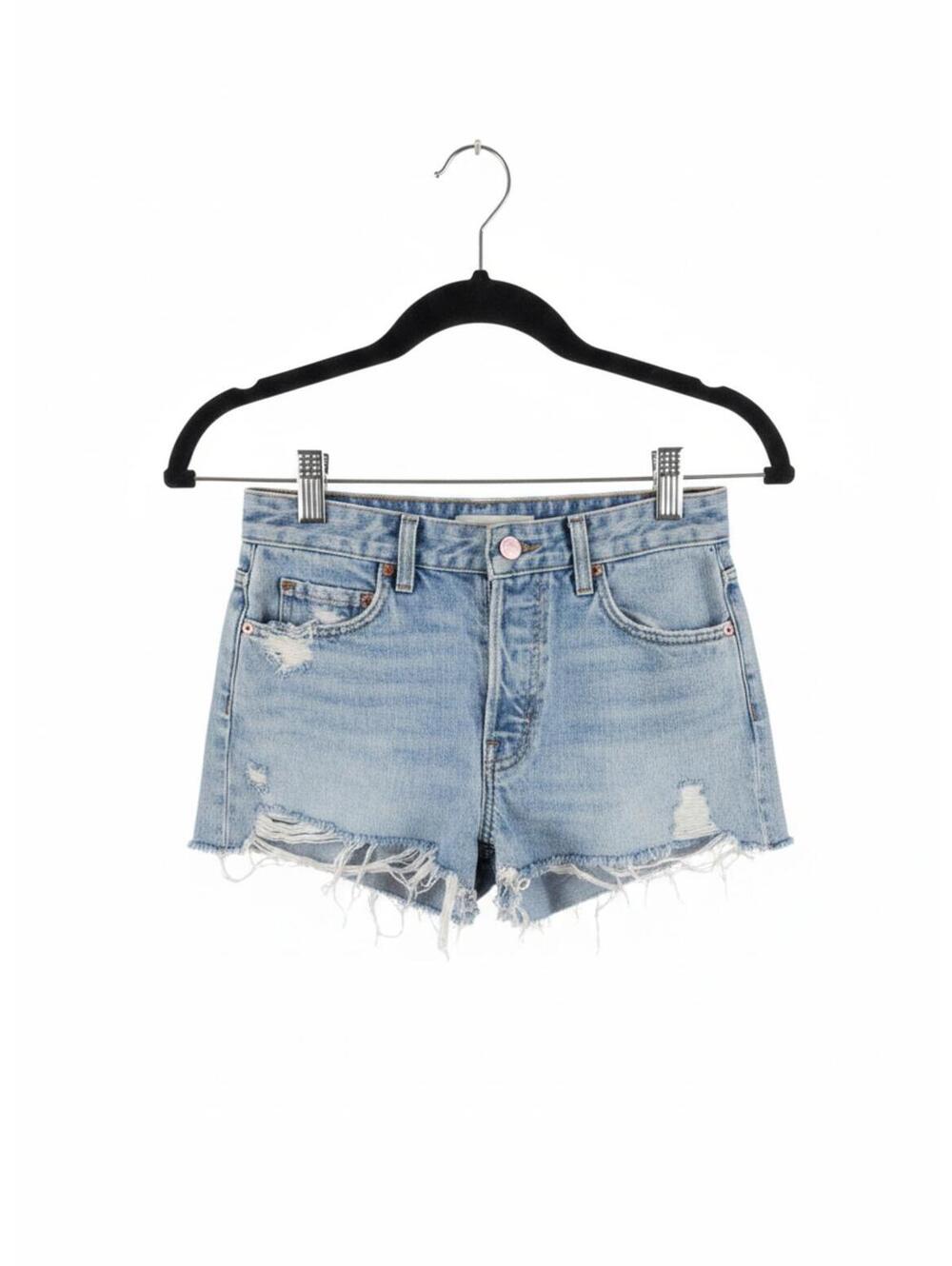 GRLFRND High-Rise Distressed Denim Shorts Sz S